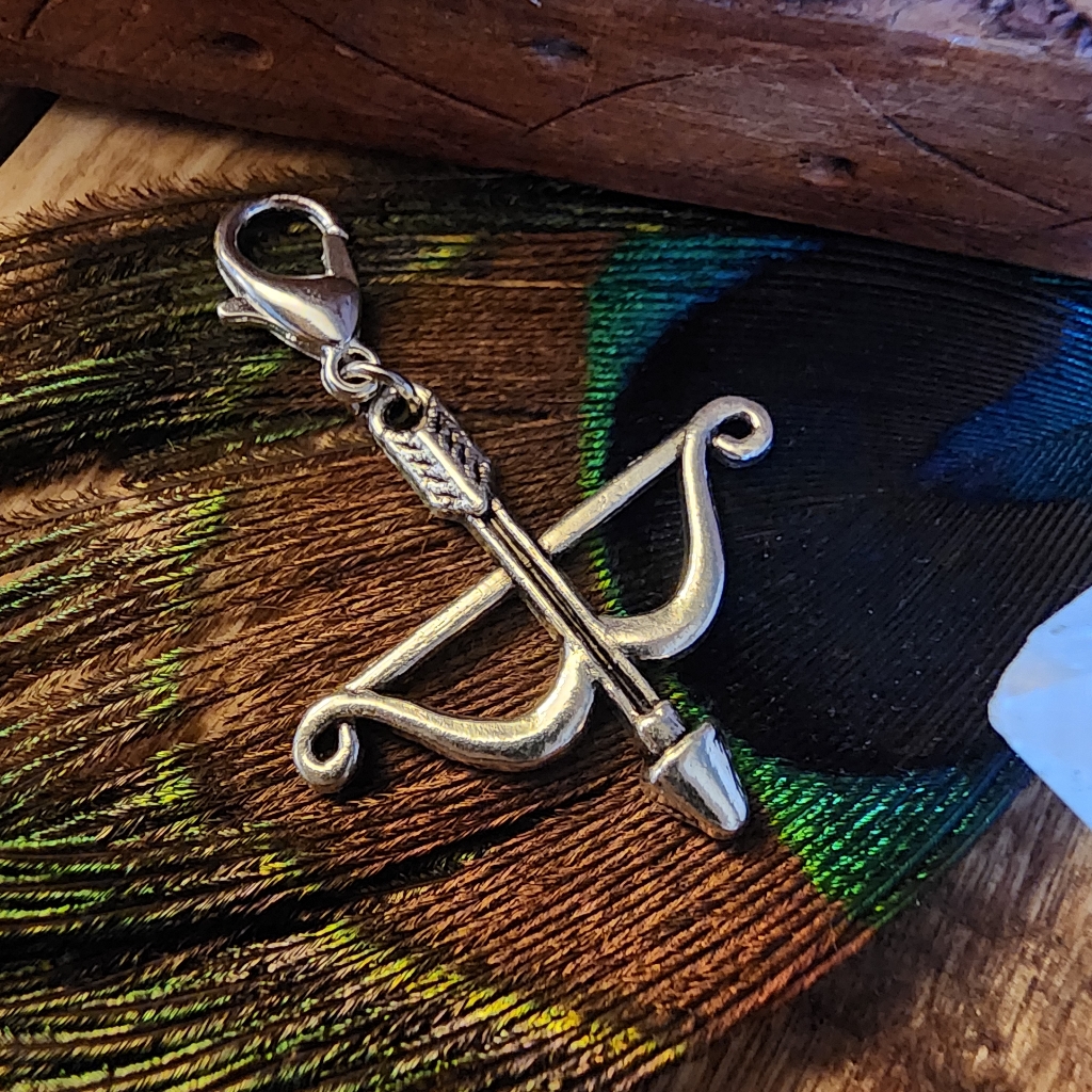 5/$25 Archery Charm Bow & Arrow Clipon Charm Girl Hunter Charm Hunting Charm